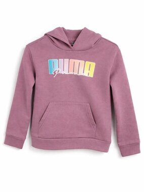 Puma Girls Hoodie Size 8-10 Pink Pullover Logo Sweatshirt Youth NWOT